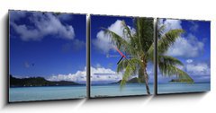 Obraz s hodinami 3D tdln - 150 x 50 cm F_BM23054977 - lagon et motu de Bora