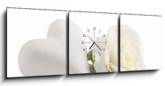 Obraz s hodinami   White rose with heart, 150 x 50 cm