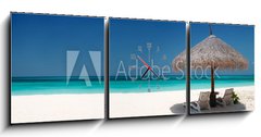 Obraz s hodinami 3D tdln - 150 x 50 cm F_BM23203277 - Sonnenliegen am Strand