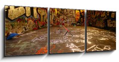 Obraz s hodinami 3D tdln - 150 x 50 cm F_BM2324481 - graffiti wide angle with paint roller - graffiti irok hel s malskm vlekem