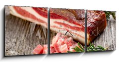 Obraz s hodinami 3D tdln - 150 x 50 cm F_BM23310419 - slice bacon - pancetta affettata