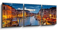 Obraz s hodinami   Grand Canal at night, Venice, 150 x 50 cm