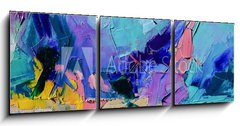 Obraz s hodinami 3D tdln - 150 x 50 cm F_BM238254875 - Fragment. Multicolored texture painting. Abstract art background. oil on canvas. Rough brushstrokes of paint. Closeup of a painting by oil and palette knife. Highly - Fragment. Vcebarevn malovn textur. Pozad abstraktn umn. olej na pltn. Hrub tahy ttcem barvy. Detailn zbr na obraz olejem a paletovm noem. Vysoce