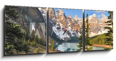 Obraz s hodinami 3D tdln - 150 x 50 cm F_BM23984590 - Moraine Lake Sunrise 2