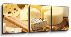 Obraz s hodinami   cheese, 150 x 50 cm