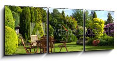 Obraz s hodinami 3D tdln - 150 x 50 cm F_BM24338253 - English Garden - Anglick zahrada