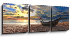 Obraz s hodinami   Beach panorama, 150 x 50 cm
