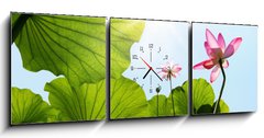 Obraz s hodinami   Lotus, 150 x 50 cm