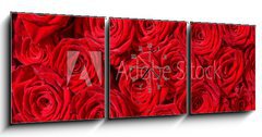 Obraz s hodinami 3D tdln - 150 x 50 cm F_BM24548244 - Rote Rosen, Symbol f r Liebe, Rosenstrau 