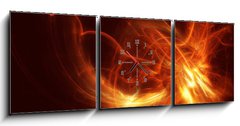 Obraz s hodinami   Fiery power fractal on a black background, 150 x 50 cm