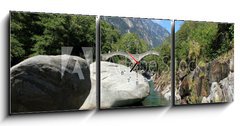 Obraz s hodinami   Ponte Dei Salti / Lavertezzo / Switzerland, 150 x 50 cm