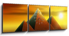 Obraz s hodinami   Mysterious pyramids, 150 x 50 cm