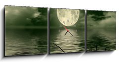 Obraz s hodinami 3D tdln - 150 x 50 cm F_BM26112274 - Full moon image with water - Pln obraz msce s vodou