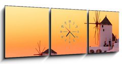 Obraz s hodinami 3D tdln - 150 x 50 cm F_BM26522193 - Santorini sunset