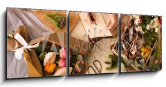 Obraz s hodinami 3D tdln - 150 x 50 cm F_BM266667837 - Florist writing in notebook at table