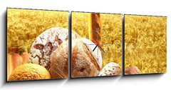 Obraz s hodinami   pieczywo, 150 x 50 cm