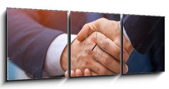 Obraz s hodinami   Two business people shaking hands, businessman, hand, 150 x 50 cm