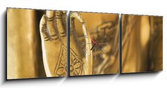 Obraz s hodinami   Hand of the golden Buddha 02, 150 x 50 cm