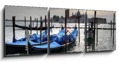 Obraz s hodinami   Gondolas in Venice, 150 x 50 cm