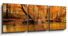 Obraz s hodinami   Autumn bridge, 150 x 50 cm