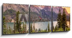 Obraz s hodinami   Glacier national park in evening sun light, 150 x 50 cm