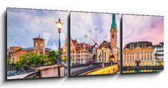 Obraz s hodinami   Zurich, Switzerland. View of the historic city center with famous Fraumunster Church, 150 x 50 cm