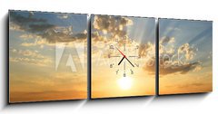 Obraz s hodinami 3D tdln - 150 x 50 cm F_BM27387255 - sunset at coast of the sea