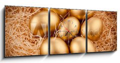 Obraz s hodinami 3D tdln - 150 x 50 cm F_BM27774128 - Golden eggs