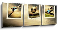 Obraz s hodinami 3D tdln - 150 x 50 cm F_BM27872387 - Photocards of football players on the outdoor field