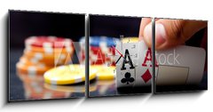 Obraz s hodinami 3D tdln - 150 x 50 cm F_BM27973739 - Male hand showing two aces