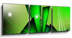 Obraz s hodinami 3D tdln - 150 x 50 cm F_BM28067873 - Abstract green composition