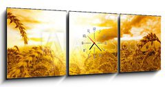 Obraz s hodinami 3D tdln - 150 x 50 cm F_BM28072849 - Golden sunset over wheat field - Zlat zpad slunce nad penin pole