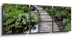 Obraz s hodinami   bridge in the woods, 150 x 50 cm