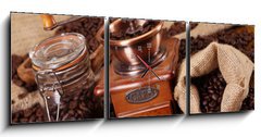 Obraz s hodinami   Hot coffee and chocolate , 150 x 50 cm