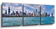 Obraz s hodinami   Skyline Chicago, 150 x 50 cm