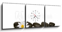 Obraz s hodinami 3D tdln - 150 x 50 cm F_BM2881748 - spa stones and daisy