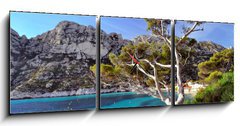 Obraz s hodinami 3D tdln - 150 x 50 cm F_BM28863354 - Pin du littoral dans les calanques de Marseille