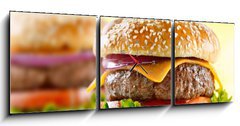 Obraz s hodinami 3D tdln - 150 x 50 cm F_BM28993138 - cheeseburger