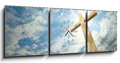 Obraz s hodinami 3D tdln - 150 x 50 cm F_BM29169886 - cross against the sky
