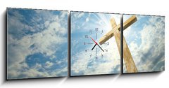 Obraz s hodinami   cross against the sky, 150 x 50 cm