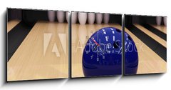 Obraz s hodinami   bowling ball and pins, 150 x 50 cm