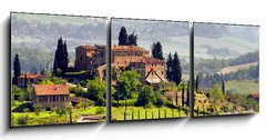 Obraz s hodinami 3D tdln - 150 x 50 cm F_BM29789436 - Toskana Weingut - Tuscany vineyard 03