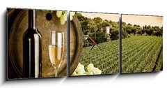 Obraz s hodinami   Wine and vineyard in vintage style, 150 x 50 cm