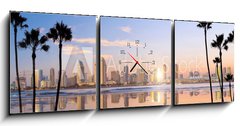 Obraz s hodinami 3D tdln - 150 x 50 cm F_BM300187030 - Downtown San Diego skyline in California, USA
