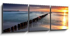 Obraz s hodinami   Beautiful sunrise at baltic beach in Poland  Hel, 150 x 50 cm