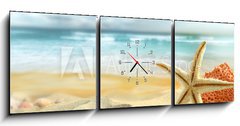 Obraz s hodinami   Starfish on the Beach, 150 x 50 cm