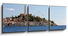 Obraz s hodinami   Croatia  Rovinj  Old city and mediterranean sea, 150 x 50 cm