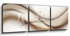 Obraz s hodinami 3D tdln - 150 x 50 cm F_BM306523545 - Grey white halftone background with brown blurred abstract waves.