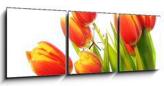 Obraz s hodinami   Tulips bouquet, 150 x 50 cm