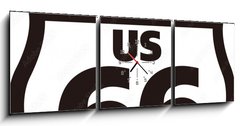 Obraz s hodinami   Route66 Historic Road, 150 x 50 cm